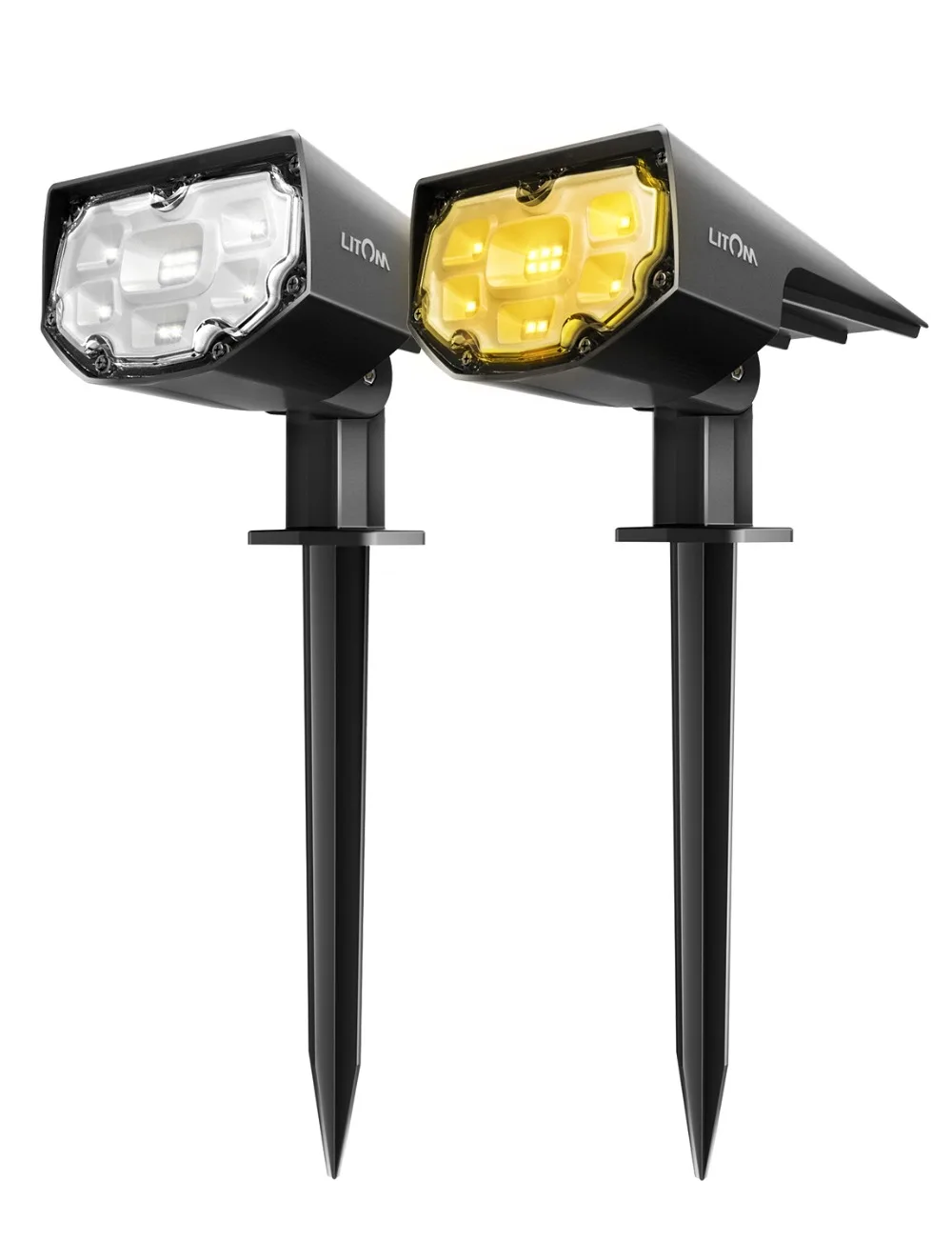 2 Pack Litom Solar Lawn Lamp 4 Lighting Mode Solar Landscape Spotlights Warm Light Cool Light Adjustable For Outdoor Garden Yard PK Mpow CD190 (7)