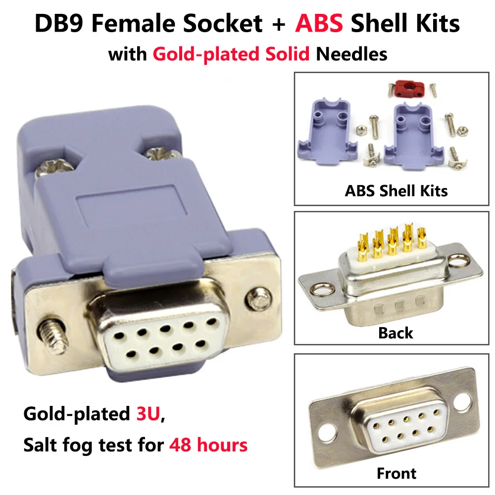 DB9 гнездо ABS Корпус Комплект с позолоченными иглы RS232 9 контактный разъем