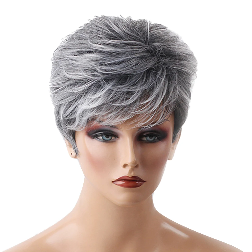 Synthetic Hair Wigs Short Grey Full Wig for Women, Fashion Style Hair