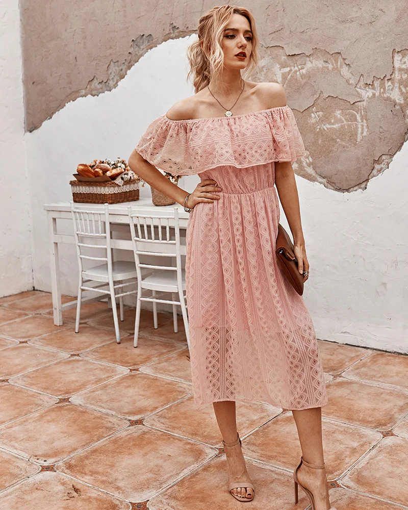 Платье женское с вырезом лодочкой модное пикантное Элегантное повседневное