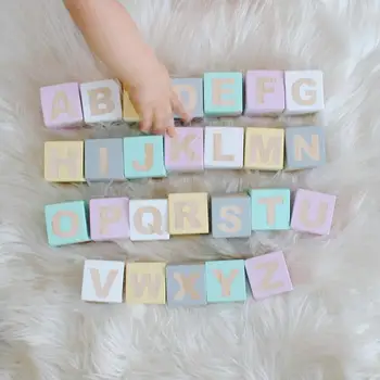 

Wood Letters Numbers Block Decoration DIY Alphabet Craft For Kids Education Toy Newborn Keepsake Gift Photo Prop Decor 1 Set