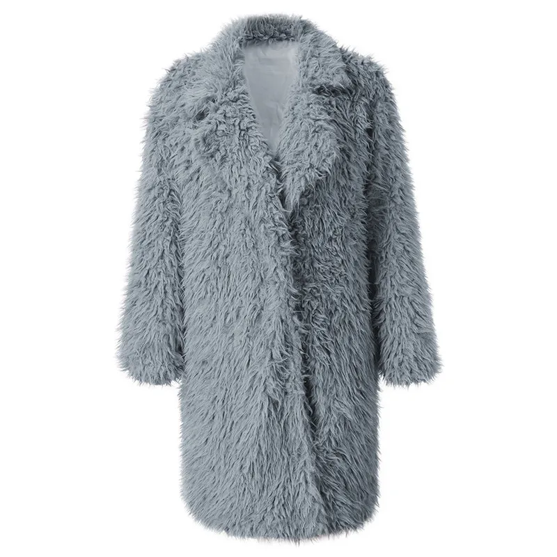 JAYCOSIN, индивидуальное цветное пальто, женское теплое пальто из искусственной шерсти, куртка с отворотом, длинная стильная зимняя верхняя одежда, меховая куртка#09