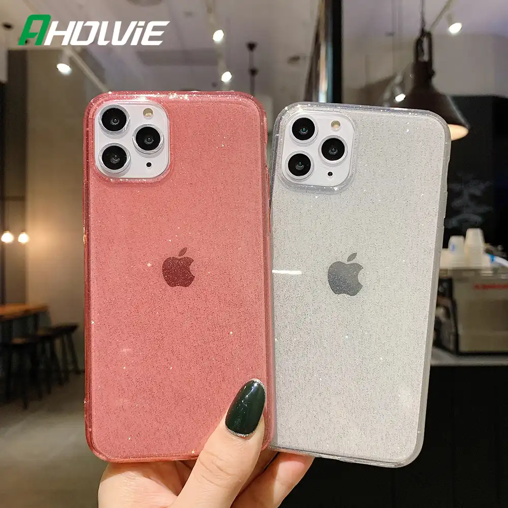 Glitter Clear Silicone Case For Iphone 11 Pro Max 12 Mini X Xr Xs 8 7 6 6s Plus Se Back Cover Transparent Phone Accessories Phone Case Covers Aliexpress