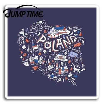 

Jump Time for Poland Polska Map Flag Vinyl Stickers Sticker Laptop Luggage Camper Door Decal Waterproof Car Accessories