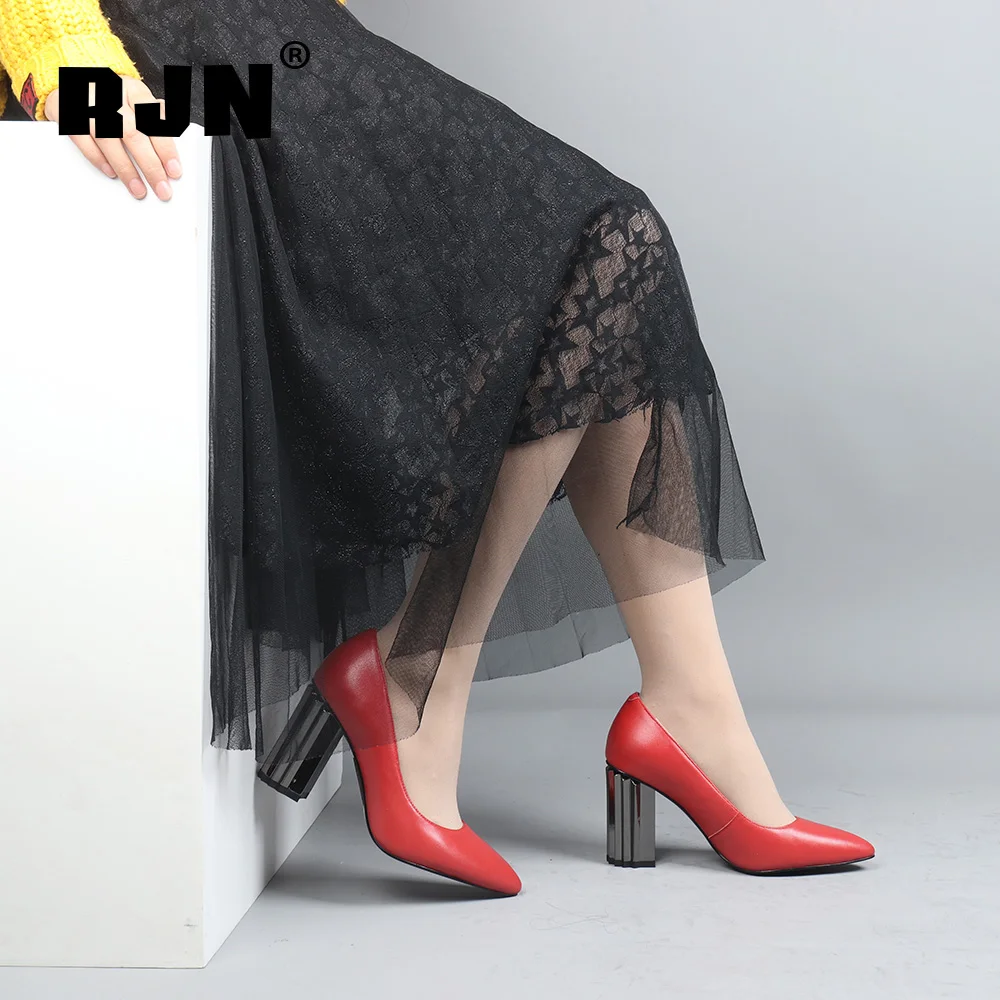 

RJN Sexy Pointed Toe Pumps Strange High Heel High Quality Soft Sheepskin Solid Slip-on Shoes Women Shallow Pumps For Work R32