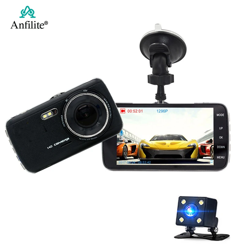 Anfilite Full HD 1080P Автомобильный видеорегистратор Камера авто 4 дюймов ADAS цифровой видеорегистратор двойной объектив регистратор видеокамера