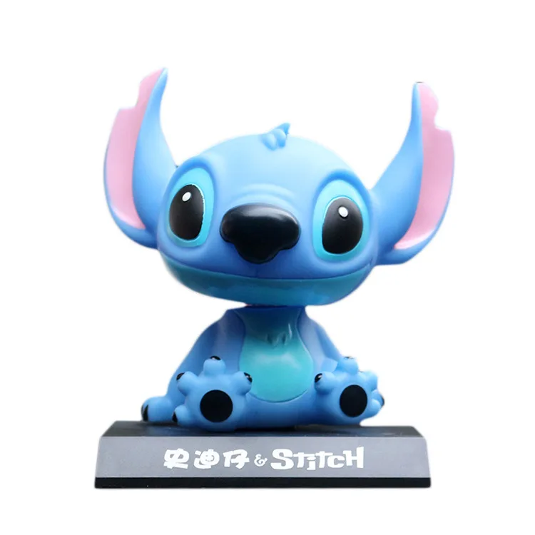 Disney Stitch Model smile Figure Phone holder Decoration Moving Head Doll  Cute Interior Car Supplies Boutique Dolls home decor - AliExpress