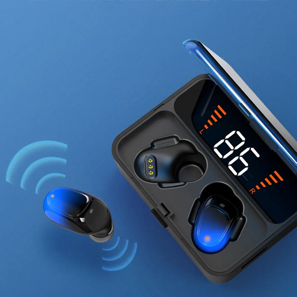 Es01 беспроводные Bluetooth наушники 5,0 бинауральные с цифровым дисплеем градиентные цветные спортивные наушники с микрофоном IPX5 водонепроницаемые наушники