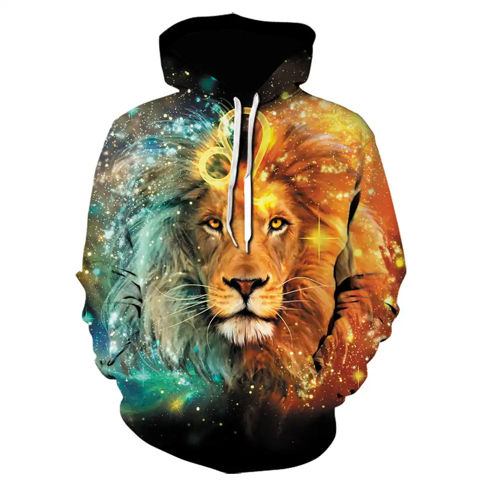 3d lion print hoodie
