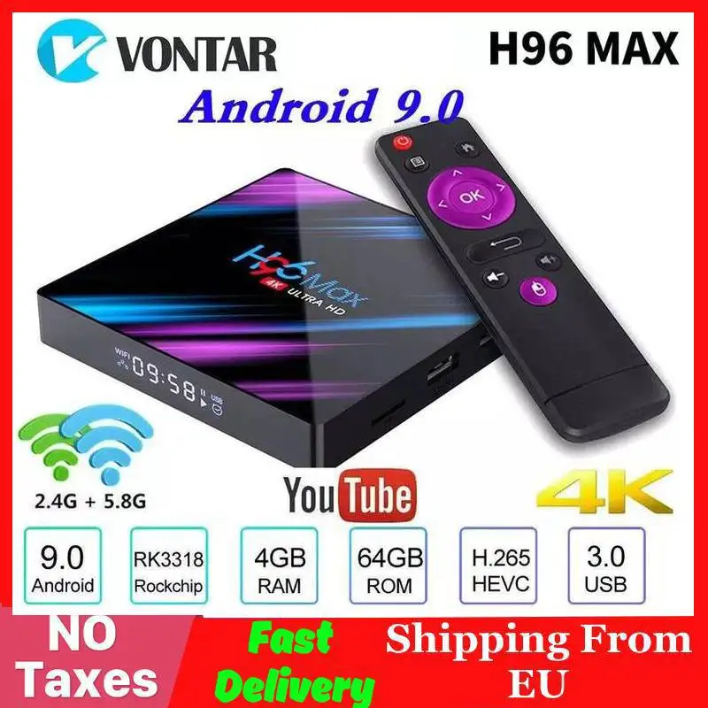 4 ГБ Оперативная память 64 GB 4 K смарт ТВ коробка Android 9,0 H96 MAX Plus RK3328 Декодер каналов кабельного телевидения 2,4G/5G WI-FI H96Max + pk T9 android 8,1 Media player