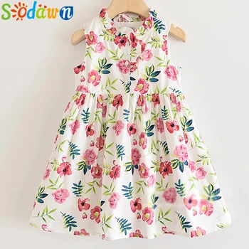 

Sodawn New Lace Flower Princess Dress Summer Girl Dress Sleeveless Three-dimensional Petals Pompon Net Yarn Girl Clothes