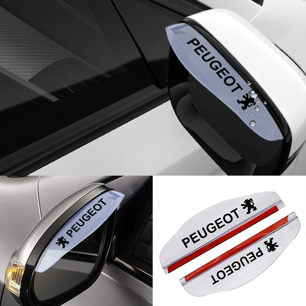 

2Pcs Car Rearview Mirror Rainproof Eyebrow Rain Cover Flexible PVC Rain Blade For Peugeot 206 308 307 207 208 3008 407 508 2008