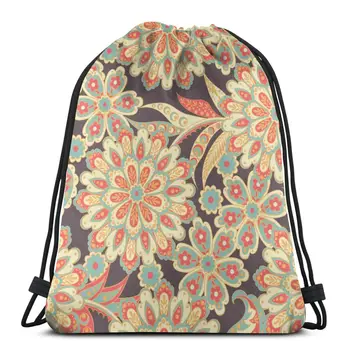 

Fashion Floral Vintage Print Bag Outdoor Fitness Drawstring Beam Mouth Backpack Sports Bag Travel Backpack for Teenage