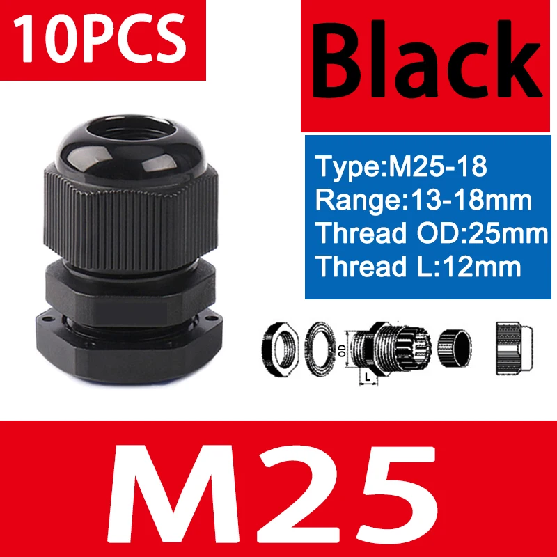 M25-18 BK 10Pcs