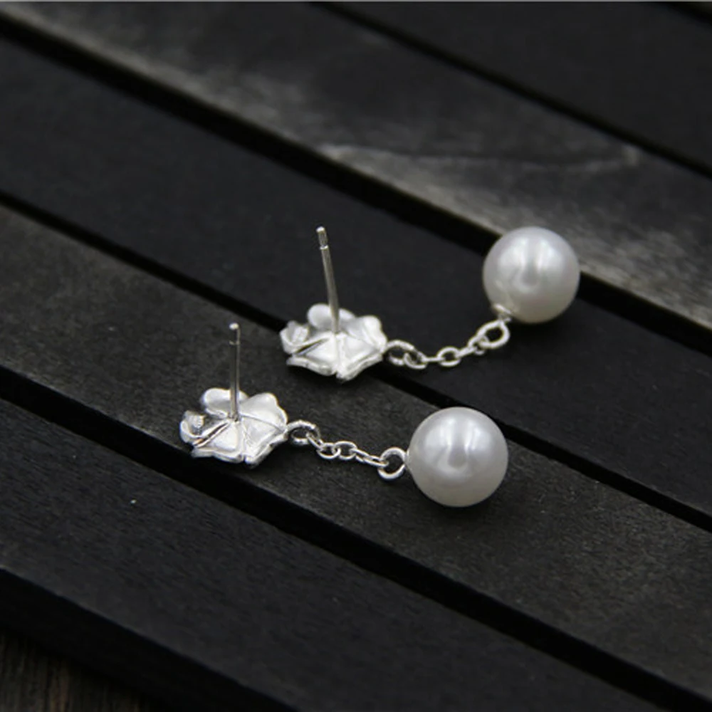 Винтажные серьги-клипсы цветок S990 женские серьги для женщин модные вечерние свадебные украшения подарок для девочек круглые жемчужные ювелирные изделия