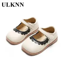 

Girls Beige Flats Shoes Kid's Princess Spring 2022 Leather Shoe Baby Toddler Shoes Children Summer Flowers Single Shoe