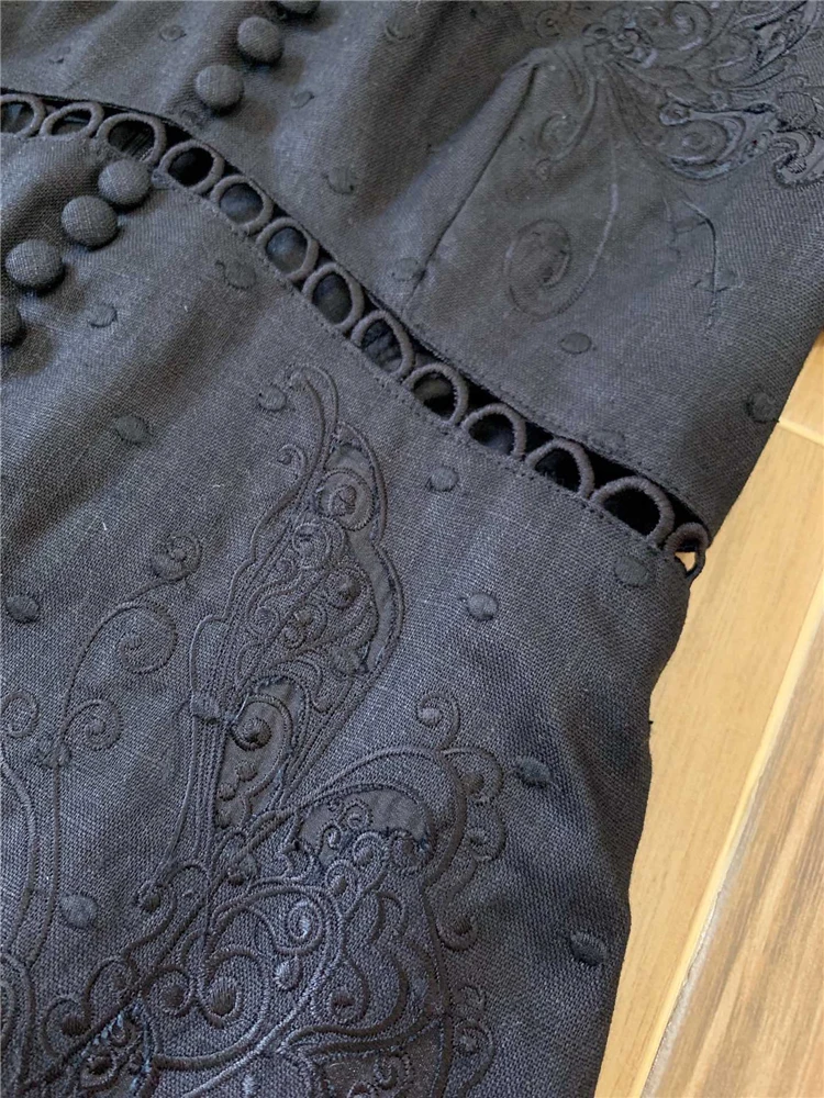 Осень, vestidos de lino de las mujeres de manga completa bordado ahueca hacia fuera, сексуальное платье, fiesta Robe