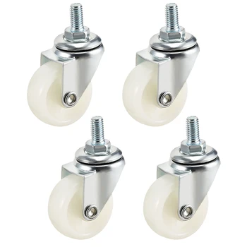 

uxcell 4 Pcs Swivel Casters 1.5 Inch Nylon 360 Degree M8 x 15mm Threaded Caster Wheels White 44lb Capacity