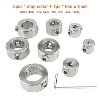 

8pcs Stainless Steel Heat Resistance Depth Stop Collar Set Durable Tools Woodworking Ring Positioner Drill Bit With Hex Wrench