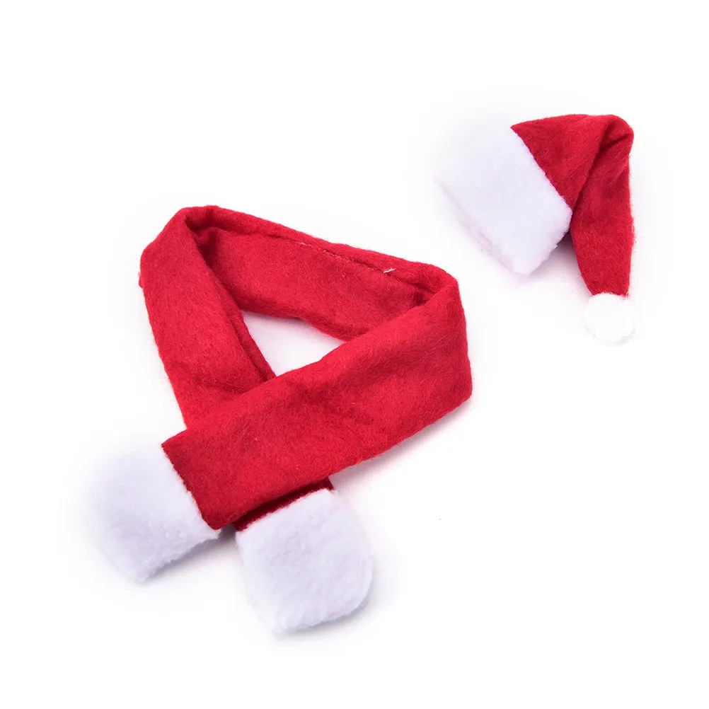 2 шт Рождественская шапка шарф красное украшение для винной бутылки рождественские украшения из нетканого материала рождественские украшения милый подарок посуда