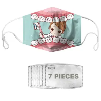 

NOISYDESIGNS Unisex Dust-proof Cute Teeth Pattern Face Masks Pattern Windproof Mask Cartoon Printed Half Face Mouth Muffle