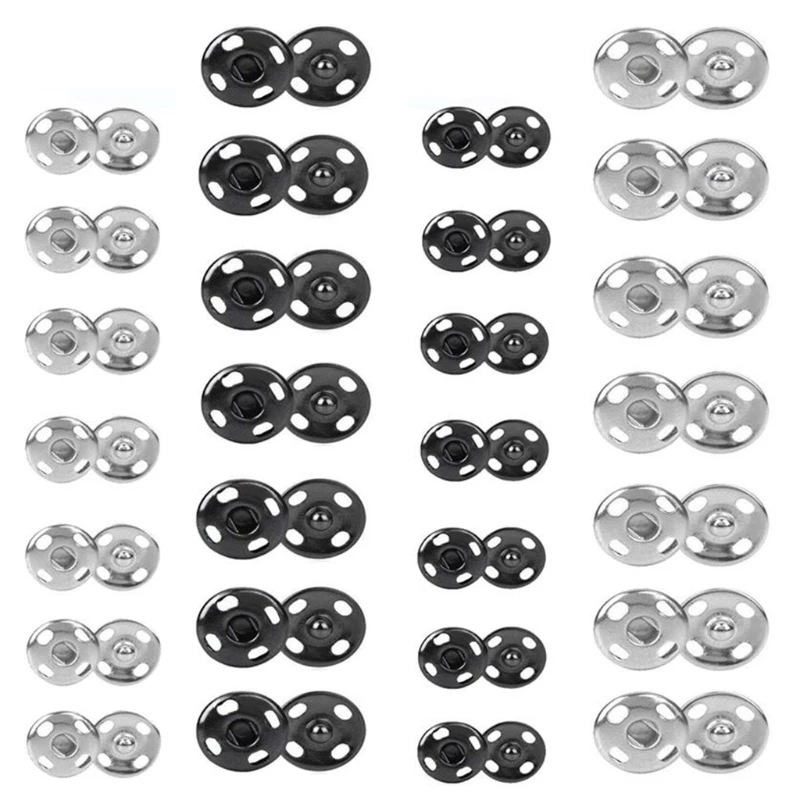 200 Set Bottoni Automatici Da Cucire Bottoni Automatici In Metallo Bottoni Automatici Per Cucire Abbigliamento 10Mm 8.5Mm
