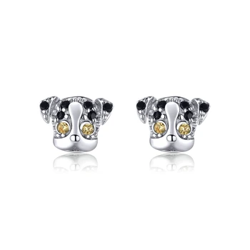 

Genuine 925 Sterling Silver Big Eyes Dog Animal Stud Earrings for Women Earing with Earplugs New Mode 2020 BSE357