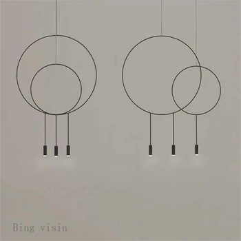 

Nordic Designer Creative Circular Pendant Light Postmodern Metal Restaurant Hang Lamp Study Bedroom Bar Garment Shop Lighting