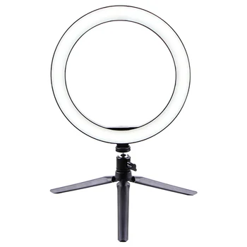 

Ring Light 10 Inch LED Dimmable Desktop Lamp Makeup Selfie Ring Light with Tripod Stand & Cell Phone Holder for YouTube Video/Ph