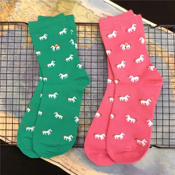 

Adult Crew Cotton Socks Pink Green Unicorn Unicorns Mythical Animal INNCH OFFICIAL Original Design 2020 New Street Fashion Sox