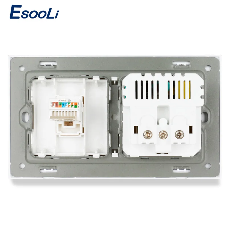 Роскошная стеклянная панель Esooli настенная розетка стандарта ЕС 2 USB порт для