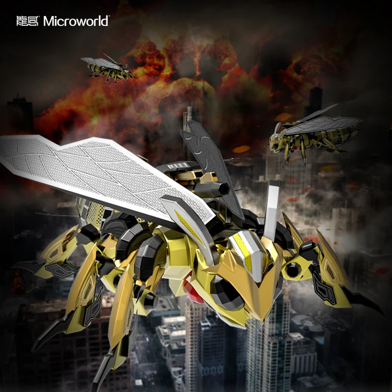 Microworld mechanical Hornet model kits DIY laser cutting Jigsaw puzzle fighter model 3D metal Puzzle Toys for Children gifts 2