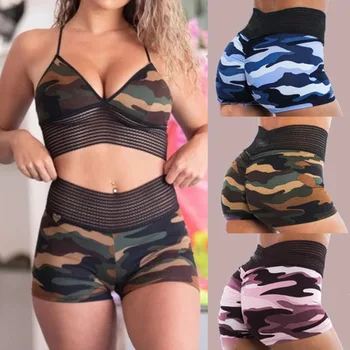 

Women Summer Elastic High Waist Shorts Fashion Camouflage Printing Short Ladies Casual Skinny Shorts