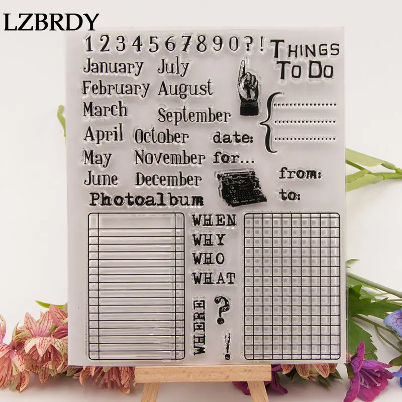 

New Account Book 0-9 Number 12 Months Letters Clear Rubber Stamps for Card Making Scrapbooking Christmas Clear Stamps