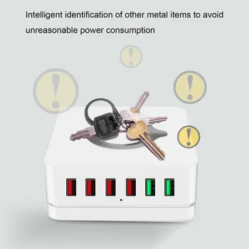 

6 Port Multi-Port 5V Qc3.0 Type-C Usb Quick Wireless Fast Charger For Phone Pads Tablet Smart Wireless Digital Display Charger