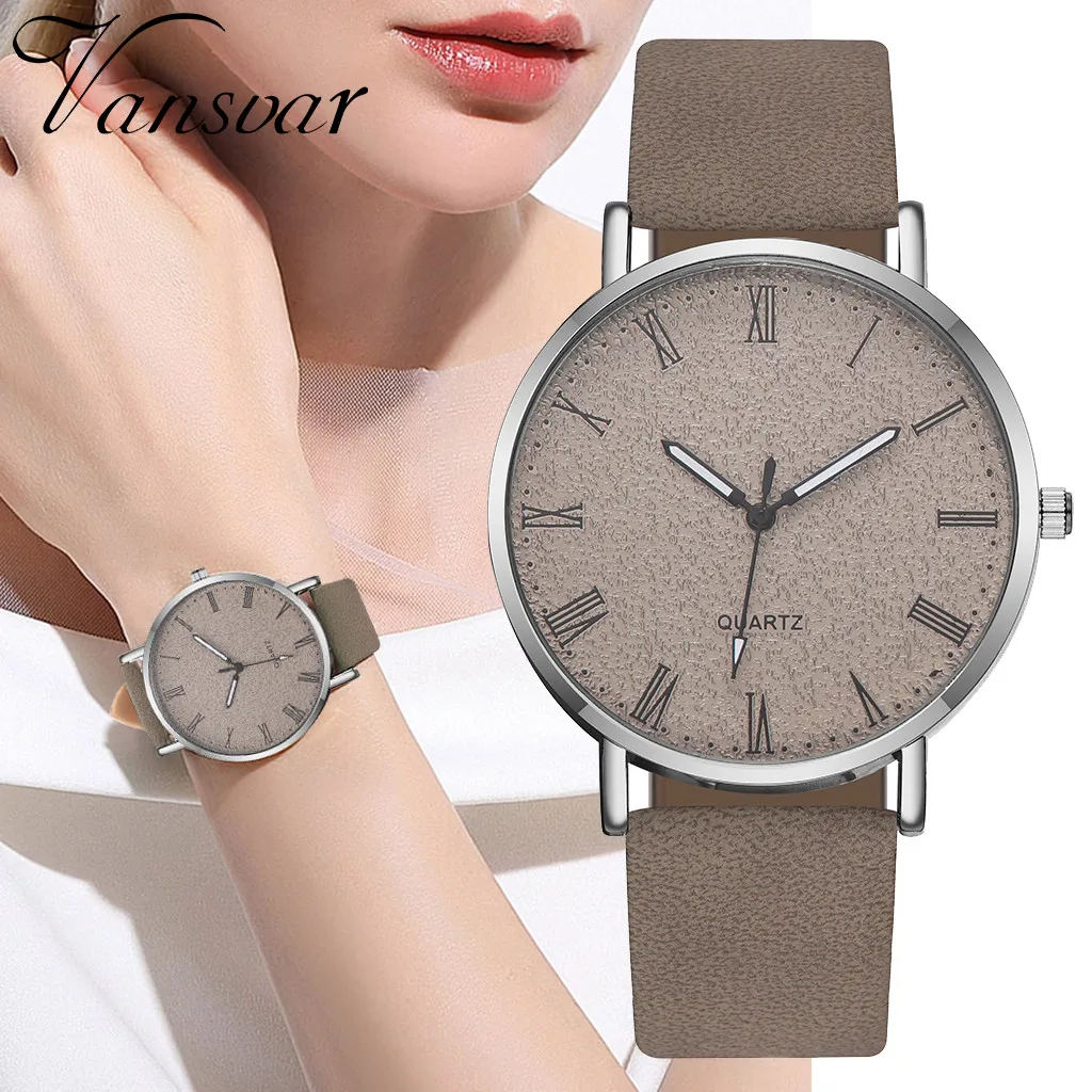 Женские часы reloj mujer Часы relogio Vansvar повседневные кварцевые Кожаный ремешок Newv