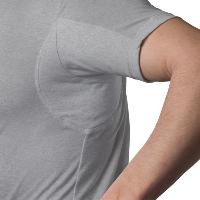 Camiseta interior a prueba de sudor para hombre con almohadillas de sudor  en las axilas, camiseta interior de defensa del sudor, cuello redondo