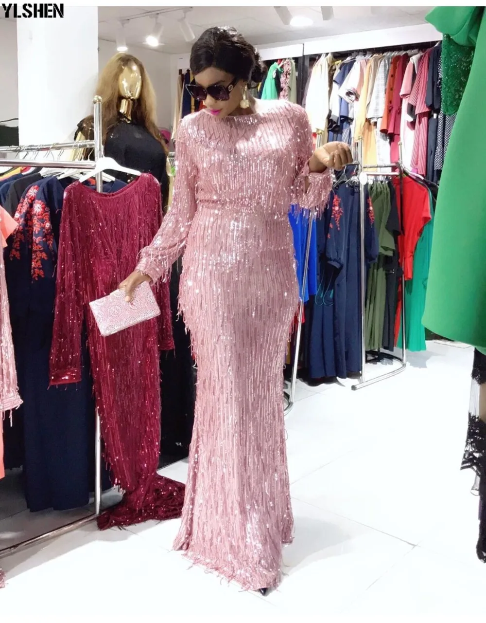 New Africa Dress African Style Dresses For Women Dashiki Tassel Sequins Long Sleeves Bodycon Daily Dress Evening Party Dress 05