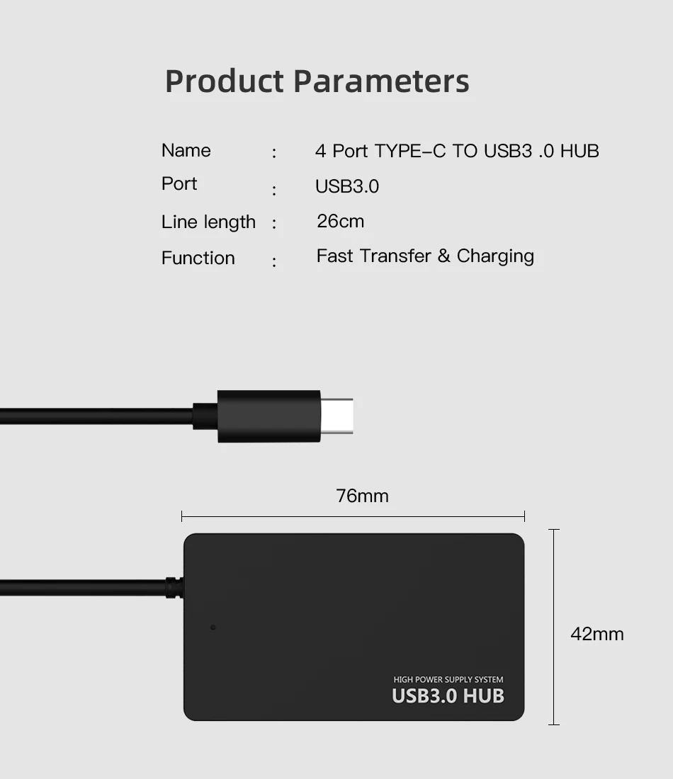 4 порта usb type C концентратор Высокоскоростной USB 3,0 Разветвитель usb C до 4 USB3.0 конвертер Кабель-адаптер для MacBook ноутбук планшетный компьютер