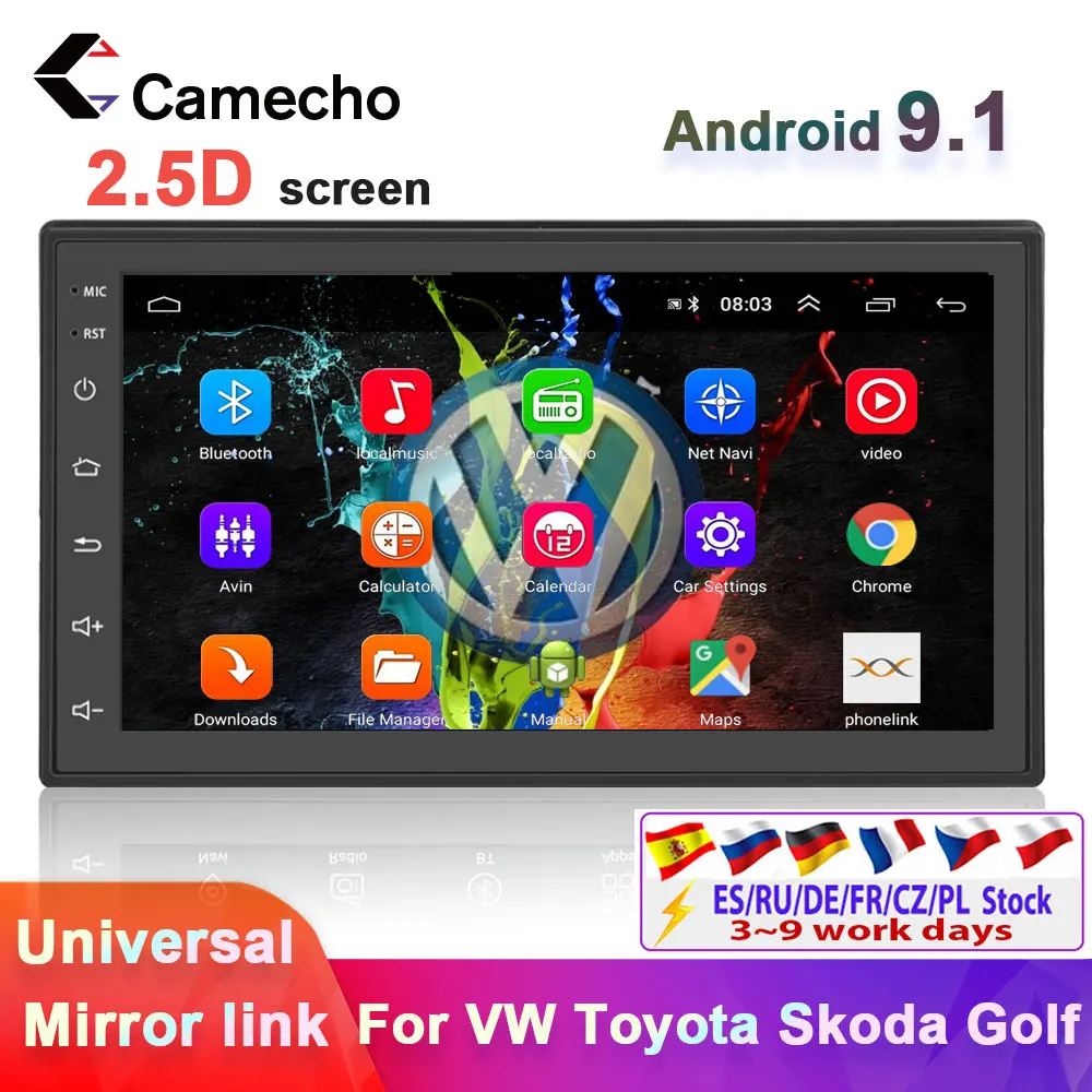 Camecho 2 Din Автомобильный Радио GPS Android автомобильный мультимедийный плеер Bluetooth 7