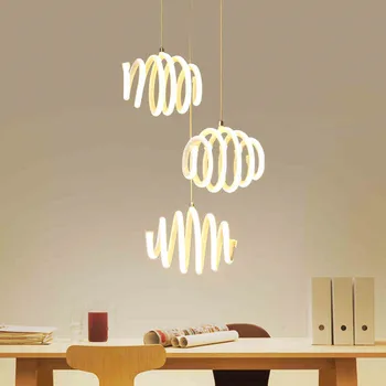 

Nordic Fashion Personality Spring Pendant Light LED Wire Sling Light Fixture In Kitchen and Bedroom Corridor Study Home Decor