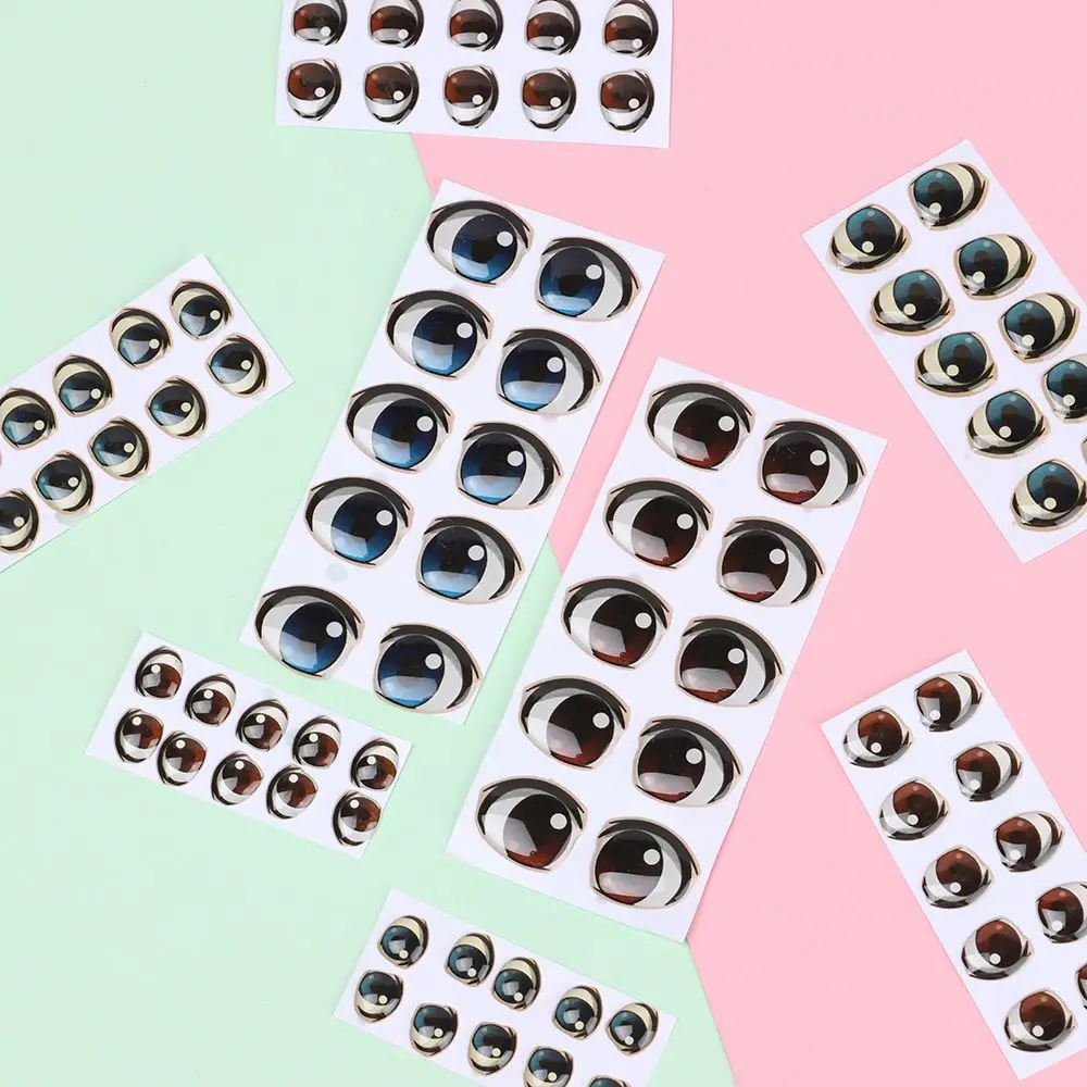 10 Pair Cartoon Crystal Eyes Stickers For Doll Eyes Accessories Anime Figurine Doll Face Organ Paster Eye Chips Paper