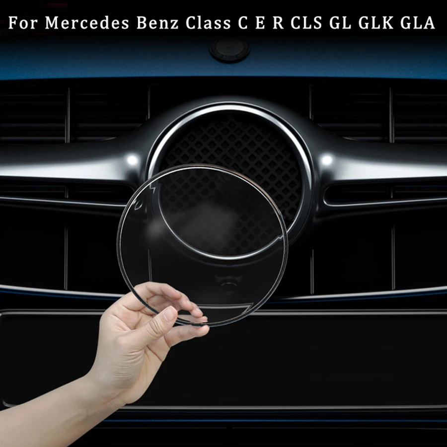 Для Mercedes Benz Class C E R CLS GL GLK GLA CLA X177 X156 W205 W212 W213 GLK200 260 Передняя решетка эмблема Защитная крышка акриловая