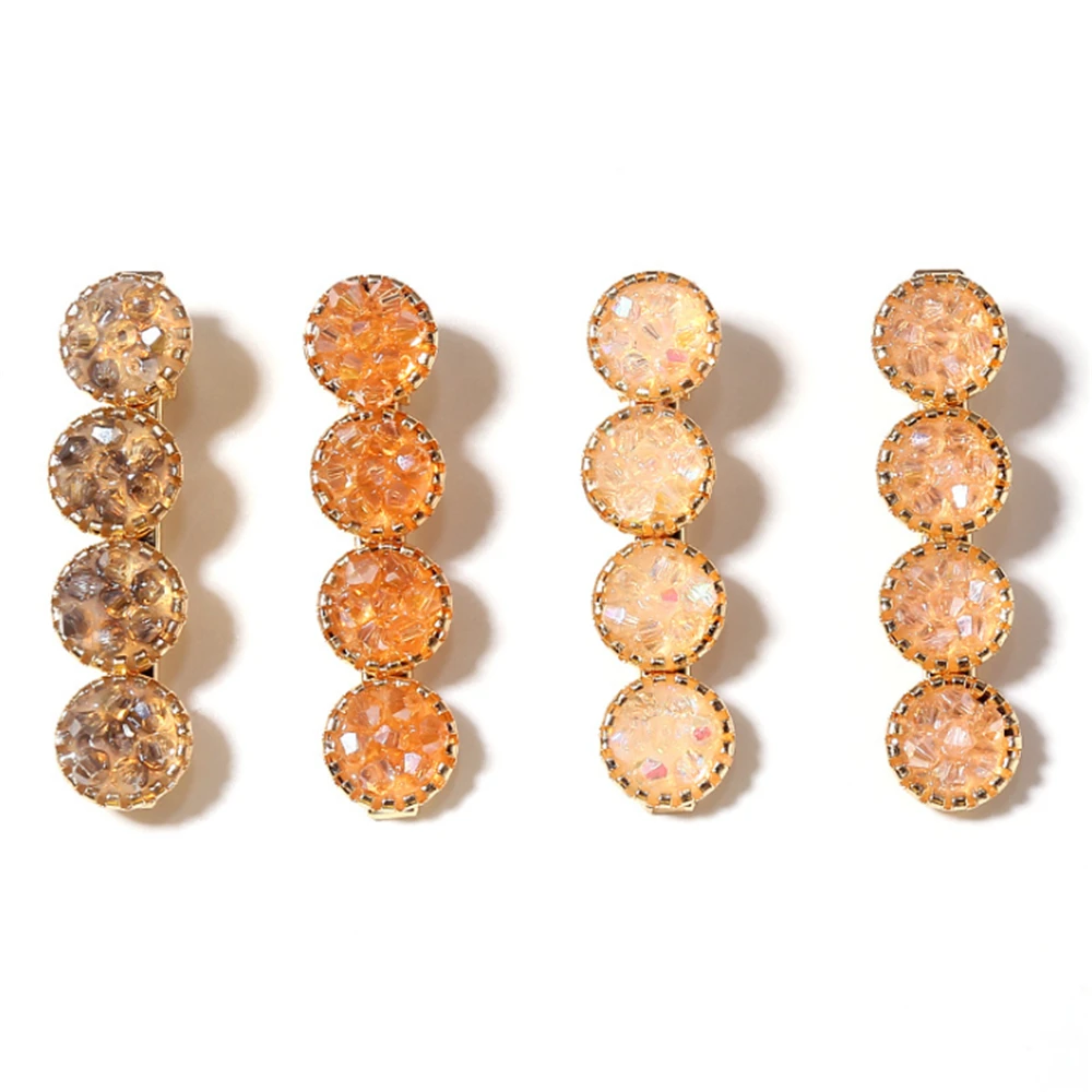 New Fashion Korea Crystal Rhinestones Hair Clips for Women Girls Hairpins Geometric Round Hairgrip Barrettes Hair Accessories