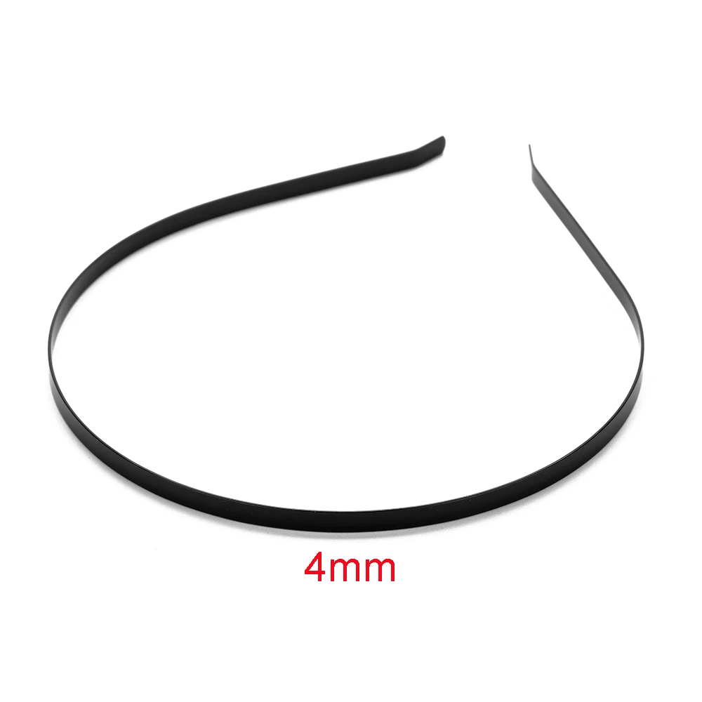 4mm black 10 шт./лот 3/5/6 мм Нержавеющая сталь тускловатый серебряный/черный, однотонная обувь на плоской подошве повязка на голову, повязка на голову, DIY украшения для волос аксессуары для рукоделия - Окраска металла: 4mm black