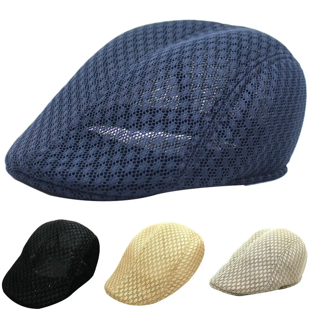 Летние унисекс Мужские и женские солнцезащитные сетчатые береты, кепка газетчик для гольфа, плоская остроконечная Кепка, дышащие береты