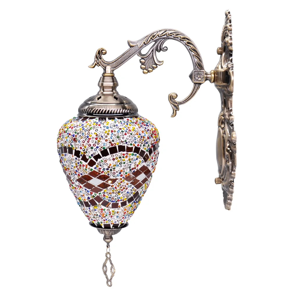 Lâmpada de Parede Luz para o Quarto Decoração Mosaico Tiffany Boêmio Vidro Bronze Base Única Luzes Parede 3 Luz para o quarto decoração mosaico lâmpada