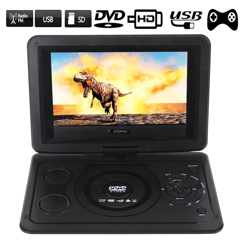 Портативный Компактный dvd-плеер 13,9 дюймов Hd Tv фильмы LCD мобильный поворотный usb-накопитель Вращение экрана для автомобиля Мульти Медиа Видео игры(ЕС Plug