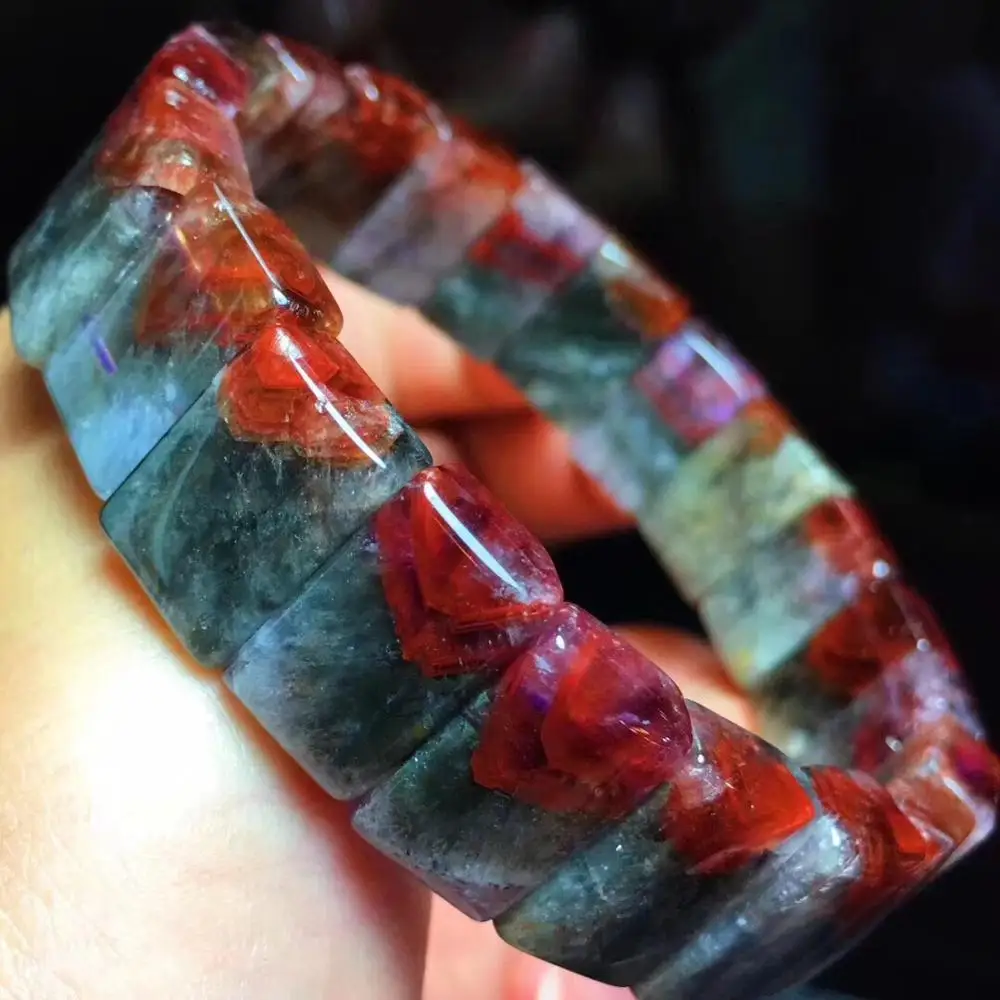 

Natural Auralite 23 Bracelet For Women Lady 14x10mm Rectangle Beads Crystal Canada Stone Stretch Fashion Bangle Bracelet AAAAA