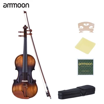 

ammoon 4/4 Full Size Violin Matte-Antique Spruce Top Jujube Wood Parts(Peg&Tailpiece) with Cleaning Cloth Bridge Violin Strings
